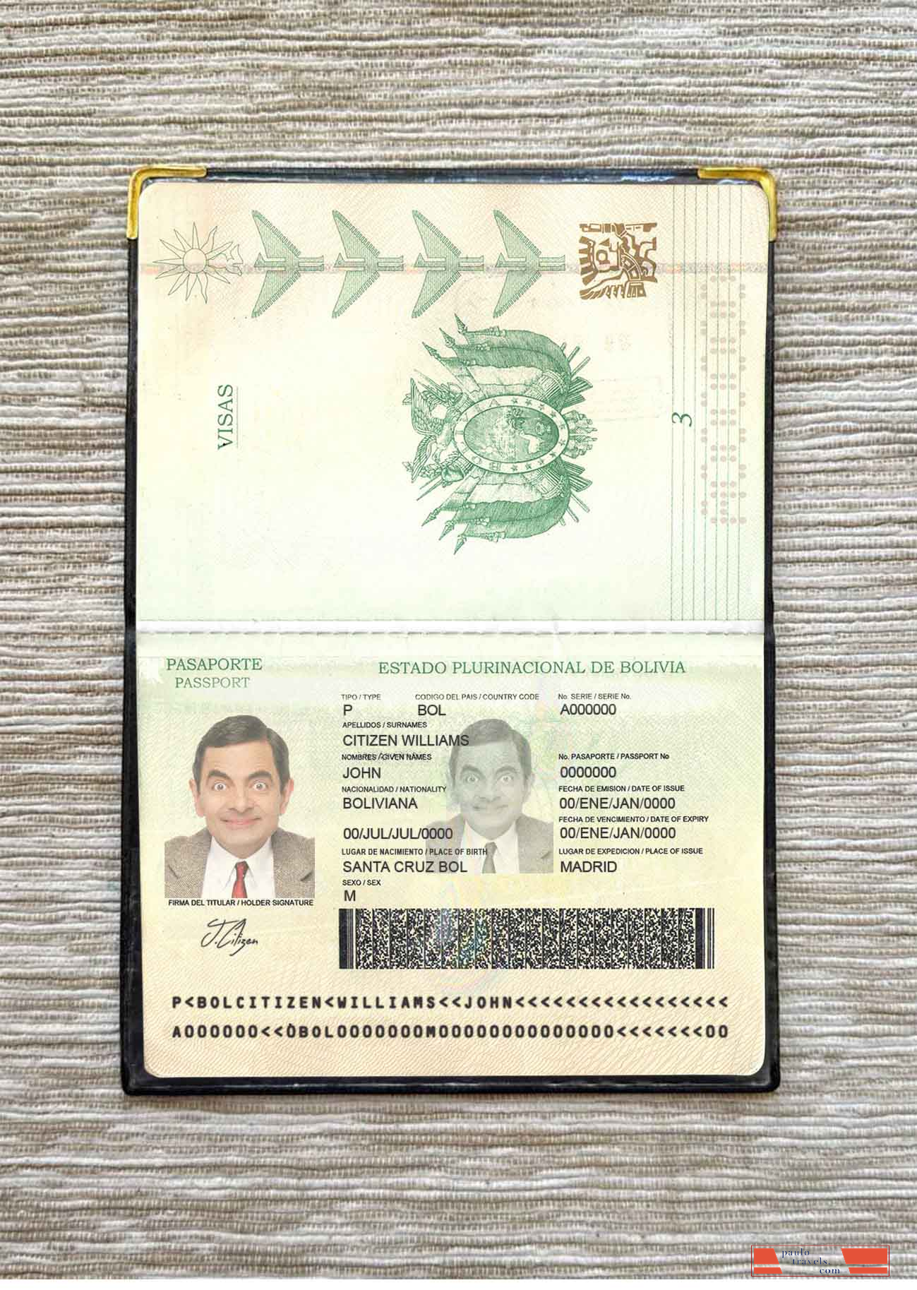 Bolivia passport photo look PSD template